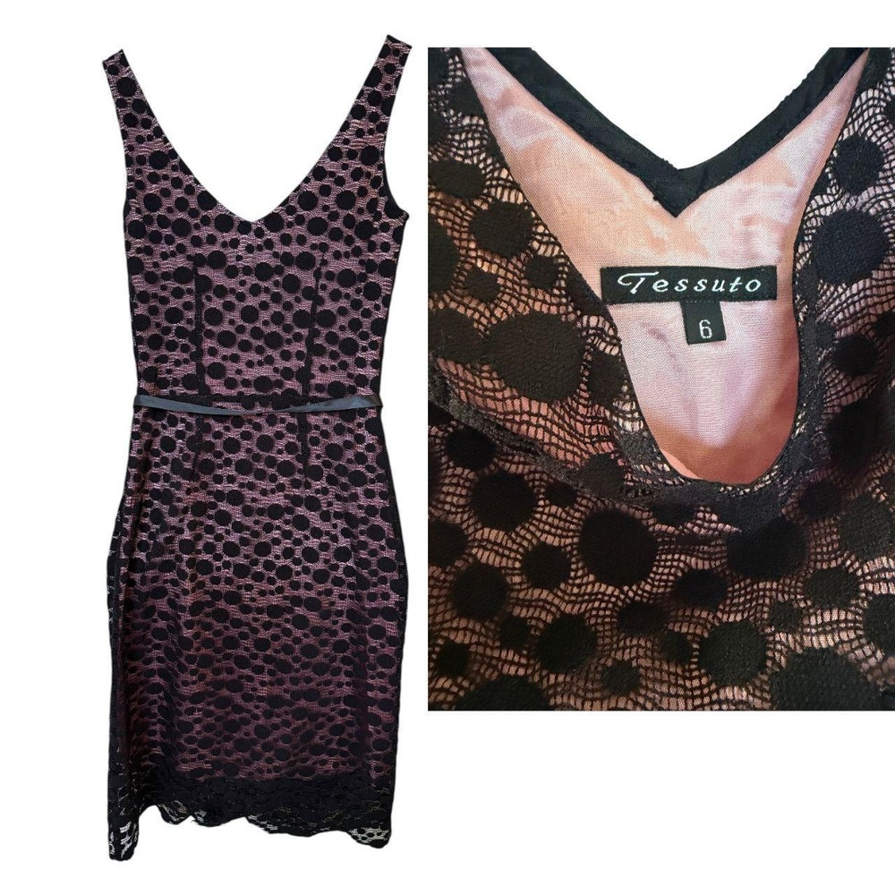 Breathtaking vintage 90s / early Y2K Tessuto cocktail sheath dress 6 - Picture 4 of 4